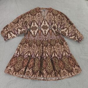 Anthropologie Conditions‎ Apply Dress Womens Small Brown Multi Geometric Tribal